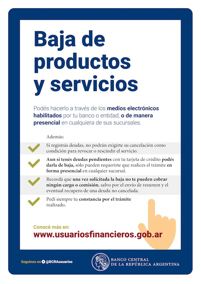 Explicación de la baja del servicio financiero