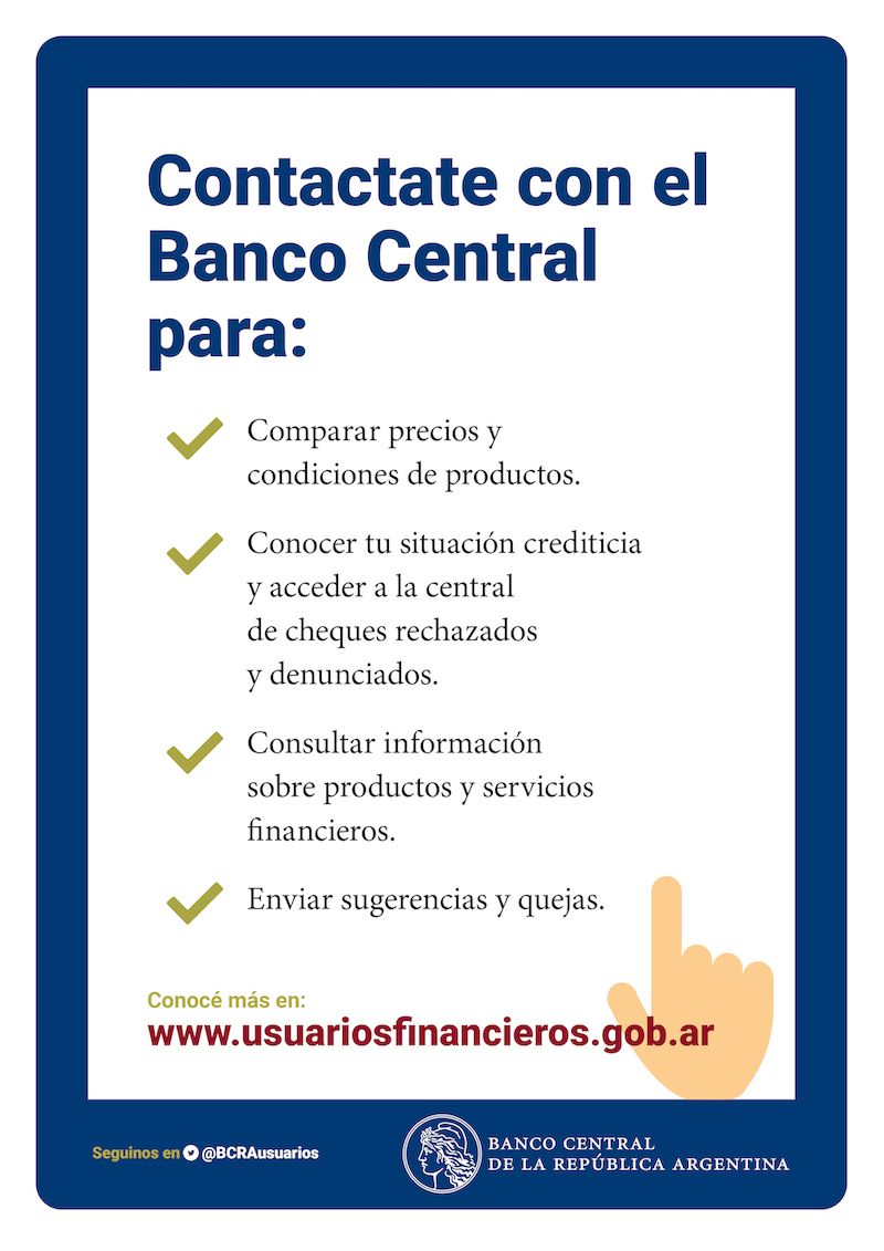 Contactate con el Banco Central para consultas